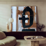 Modern Abstract Painting Large Livingroom Canvas Art Black And Brown Acrylic Painting 