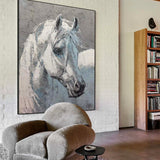 White Horse Painting Livingroom Canvas Artworks Horse Acrylic Painting Large Horse Wall Art For Sale