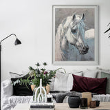 White Horse Painting Livingroom Canvas Artworks Horse Acrylic Painting Large Horse Wall Art For Sale