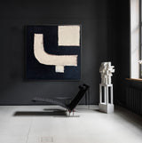 Modern Abstract Minimalist Black and White Canvas Wall Art, Japanese Minimalist Painting For Sale
