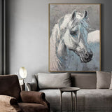 White Horse Painting Livingroom Canvas Artworks Horse Acrylic Painting Large Horse Wall Art For Sale