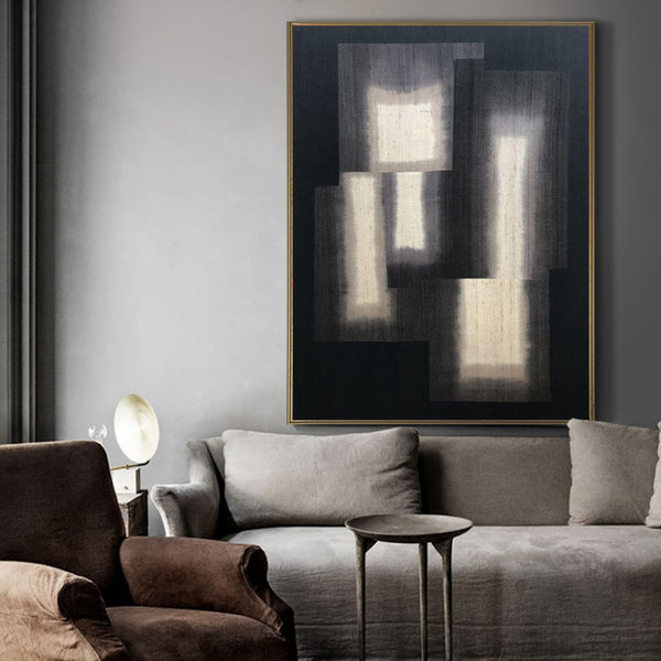 Black And Beige Painting Abstract Canvas Art Minimalist Wall Art Geometric Art| Artexplore