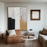 Black And White Abstract Art Textured Painting, Large Abstract Painting Neutral Abstract Painting