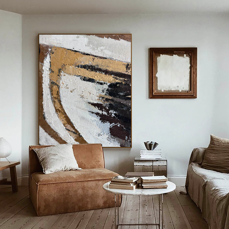 Modern Brown Japanese Abstract Wall Art Livingroom Canvas Wall Art Large Brown Abstract Acrylic Painting