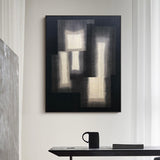 Black And Beige Painting Abstract Canvas Art Minimalist Wall Art Geometric Art| Artexplore
