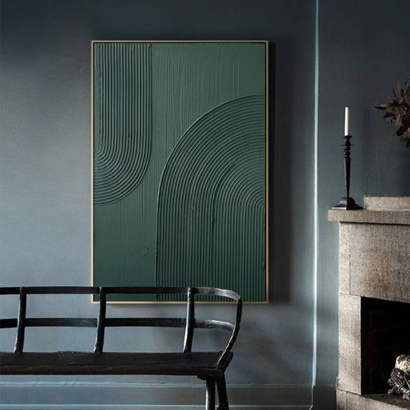 3D Green Minimalist Wall Art Rich Textured Abstract Artwork Acrylic Painting For Living Room