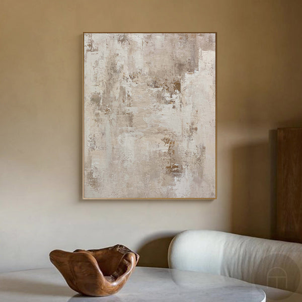 Beige Painting Beige Canvas Art Abstract Painting Beige Minimalist Abstract Wabi-sabi Painting