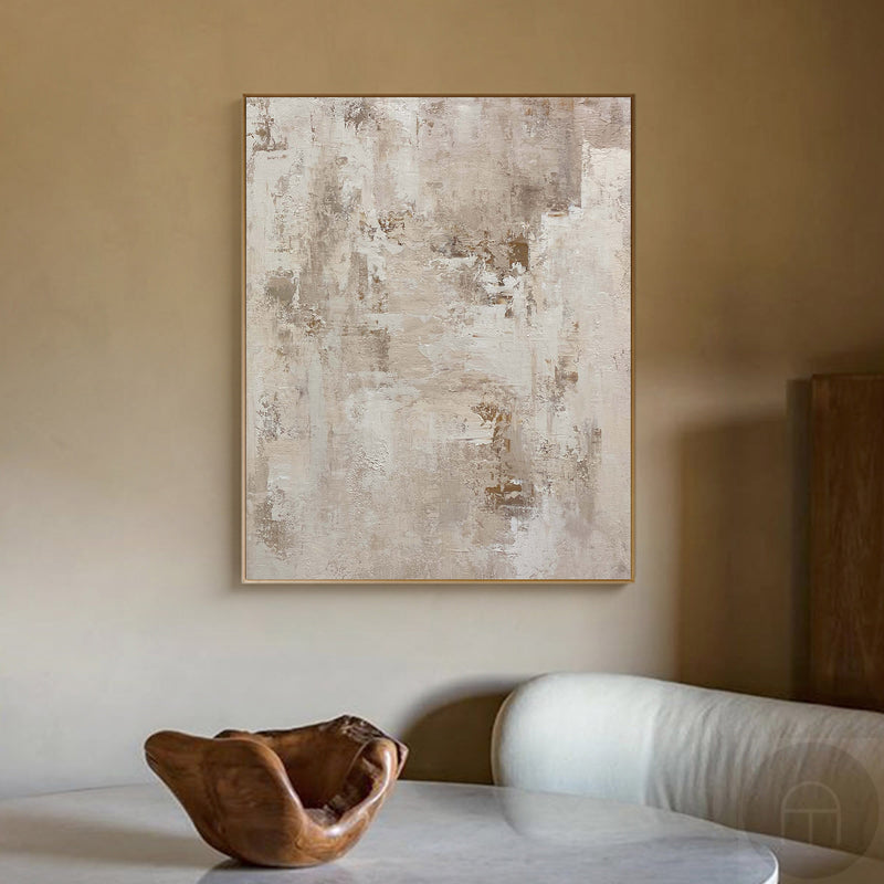 Beige Painting Beige Canvas Art Abstract Painting Beige Minimalist Abstract Wabi-sabi Painting