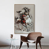 Running Horses Oil Painting Heavy Textured Horses Canvas Art Large Wild Horses Wall Art For Sale