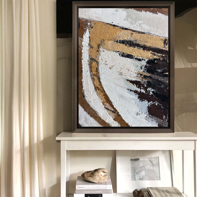 Modern Brown Japanese Abstract Wall Art Livingroom Canvas Wall Art Large Brown Abstract Acrylic Painting