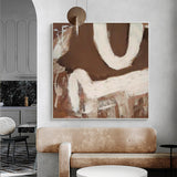 Modern Wabi-sabi Brown Canvas Art Brown White Minimalist Wall Art Acrylic Painting For Livingroom