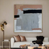 Large Grey Pink Abstract Painting, Oversized Abstract Art, Modern Abstract Art Canvas Wall Art
