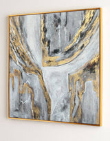 Grey And Gold Wall Decor Living Room Canvas Art Contemporary Abstract