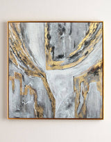 Grey And Gold Wall Decor Living Room Canvas Art Contemporary Abstract