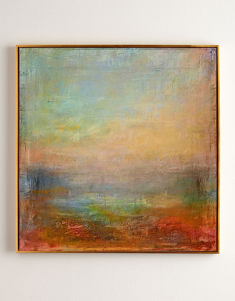 Square Abstract Landscape Art Contemporary Landscape Painting Framed