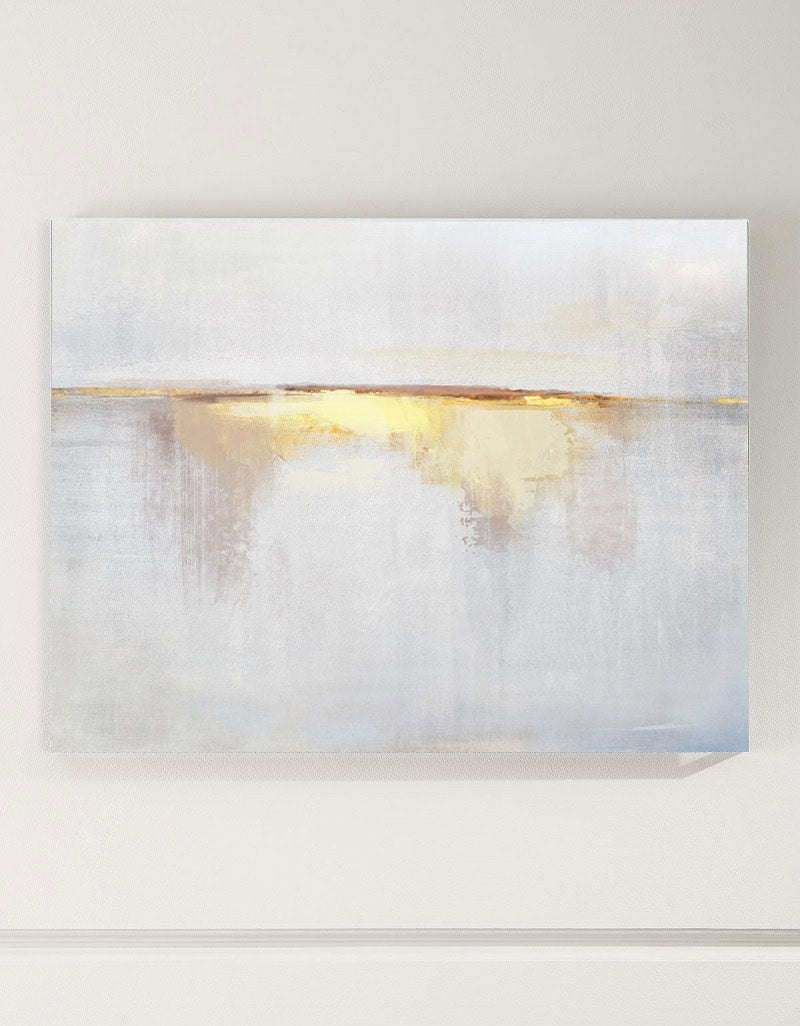 Impression Sunrise Painting On Canvas Abstract Beach Art Yellow White