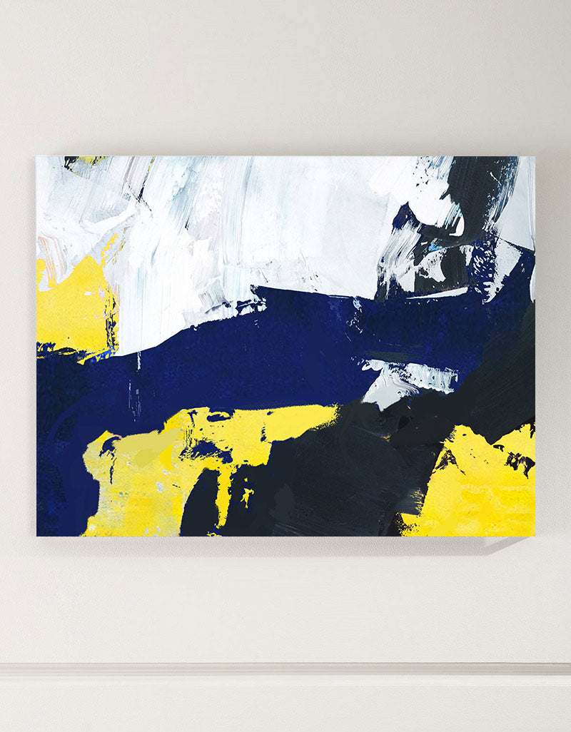 Modern Abstract Canvas Wall Art Yellow Blue Canvas Art Bedroom Canvas Art
