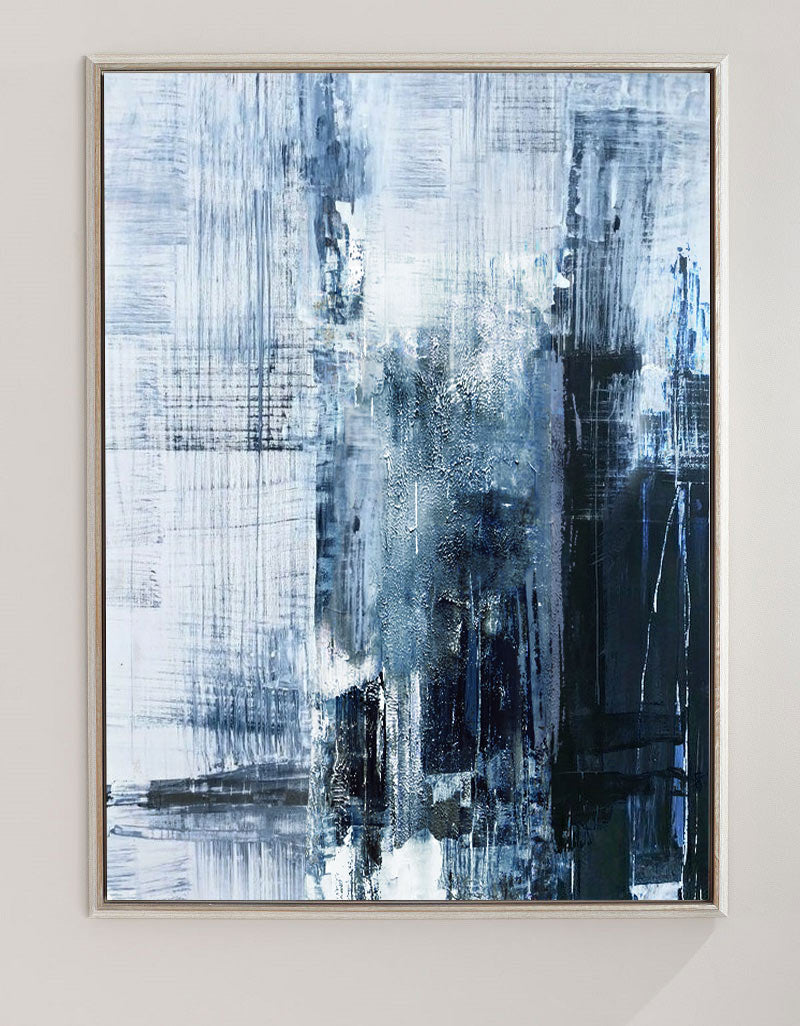 blue and white abstract art