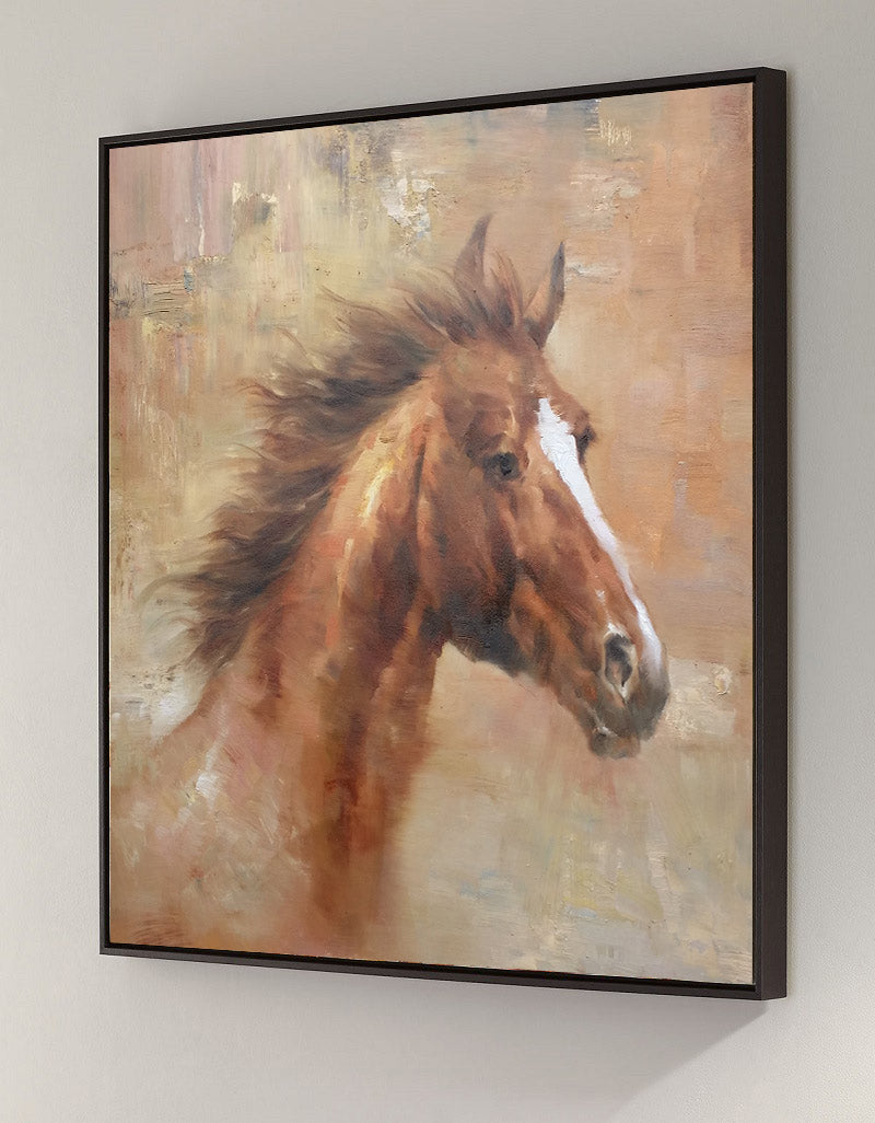 Horse painting, The amazing brown horse, Leather horse saddle, A Loyal  friend - Horse Portrait Canvas Prints, Wall Art