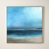 Large Beach Artwork Square Blue Ocean Painting Oversized Beach Canvas Wall Art