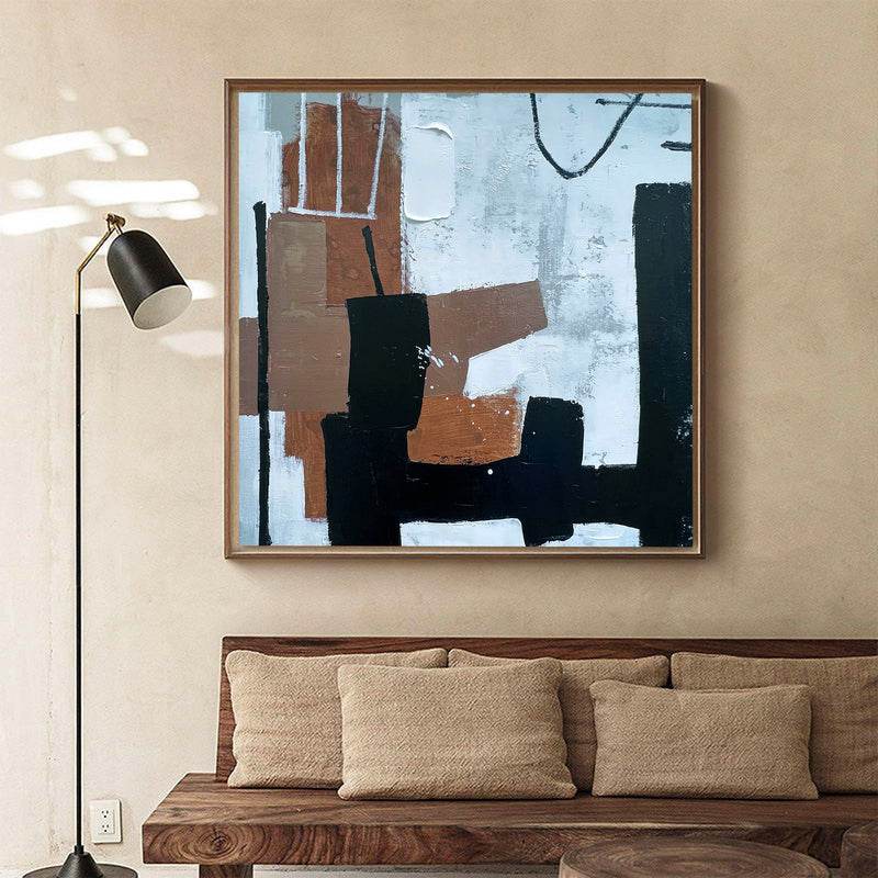 Modern Black And Brown Acrylic Painting Large Livingroom Canvas Art Abstract Wall Art For Sale