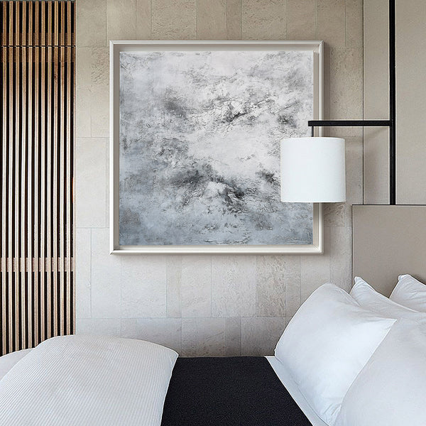 40 x 40 White Abstract Art Palette Knife Art Modern Art For Living Room