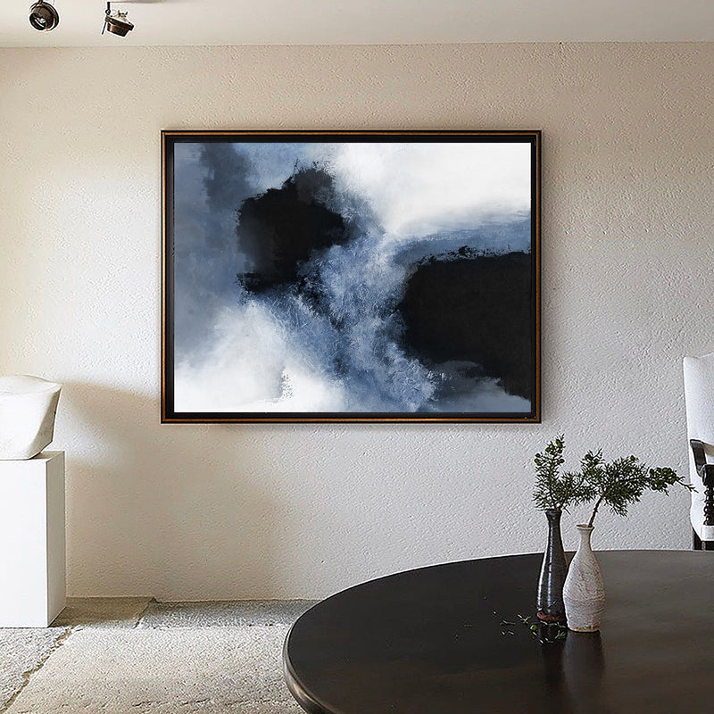 Large Painting Canvas Modern Abstract Art Cool Abstract Art Blue White Black
