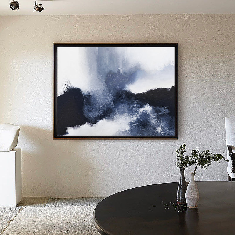Blue White Abstract Landscape Painting Extra Large textured abstract art