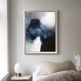 Oversized Navy Blue Abstract Painting Dark Blue Wall Art For Living Room