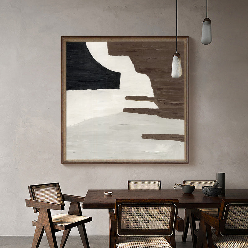 Brown And White Abstract Geometric Art Modern Minimalist Canvas Wall Art