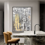 Abstract Gold Wall Art Grey And Gold Wall Art Huge Vertical Wall Art
