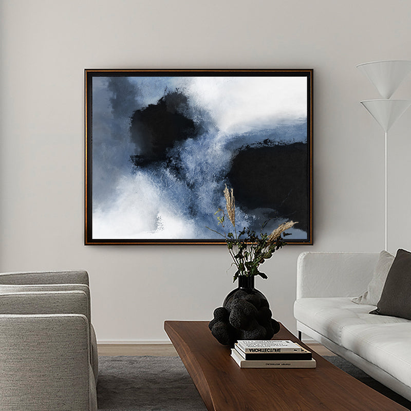 Large Painting Canvas Modern Abstract Art Cool Abstract Art Blue White Black