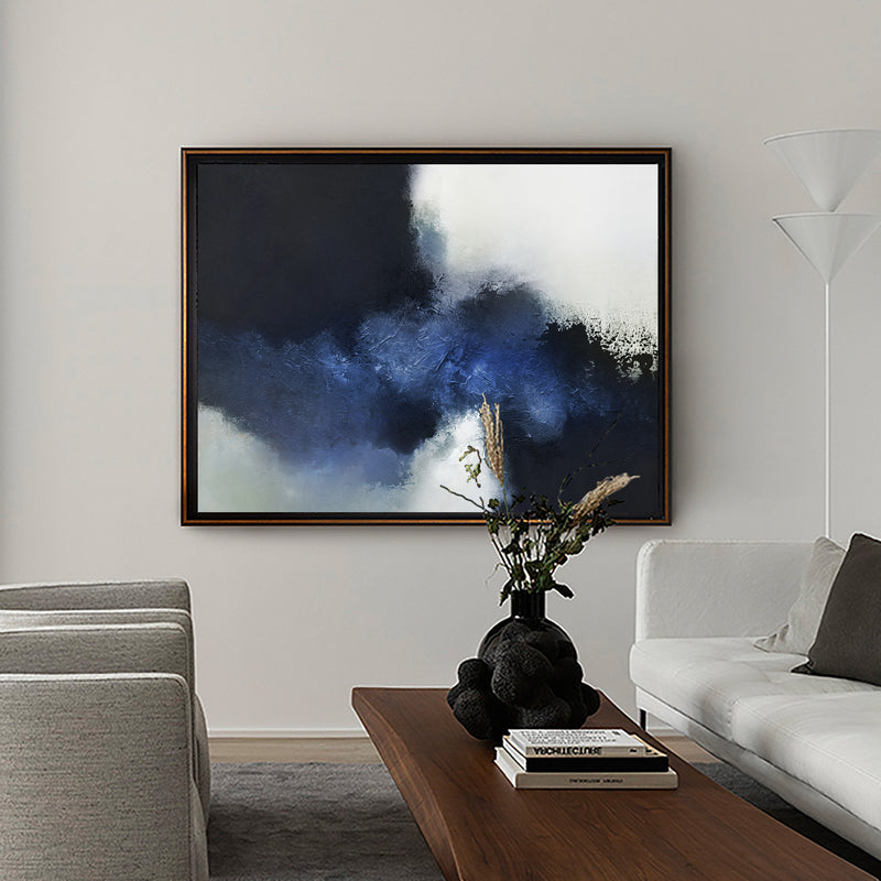 Large Black And Blue Wall Art Abstract Blue Art Modern Blue Art