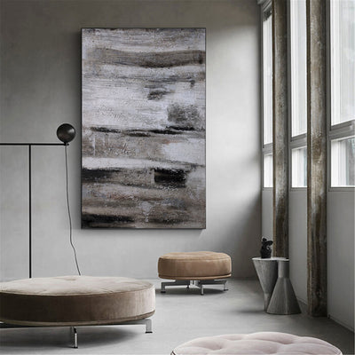 Large Vertical Abstract Art In Acrylic Brown Abstract Painting For Sale