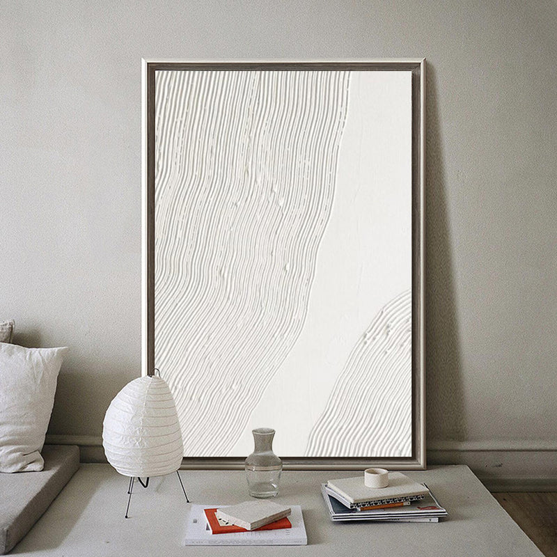 White Minimalist Painting White 3D Textured Painting Large White Abstract Painting Modern abstract painting Living Room Minimalist Art