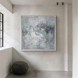 Large Framed Grey Abstract Canvas Painting In Acrylic For Bedroom