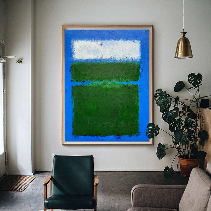 Blue And Green Minimalist Acrylic Painting On Canvas Extra Large Minimal Canvas Art Abstract Minimalist Modern Wall Art