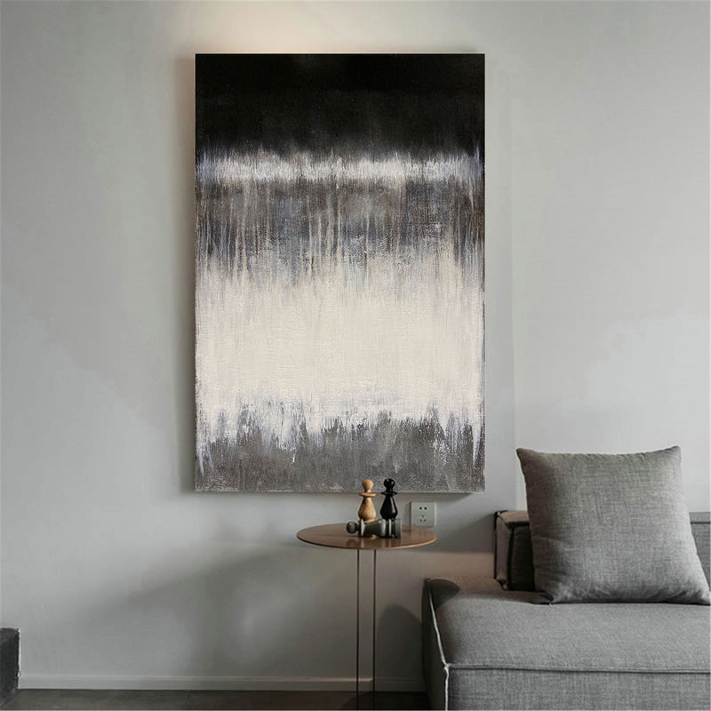 Extra large Abstract Contemporary Art Modern Abstract Painting On Canvas Acrylic Large Black White Grey Wall Art 