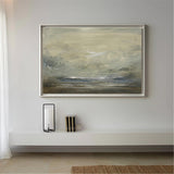 Color Beige Impressionist Seascape Paintings Large Beach Canvas Wall Art Modern Beach Art