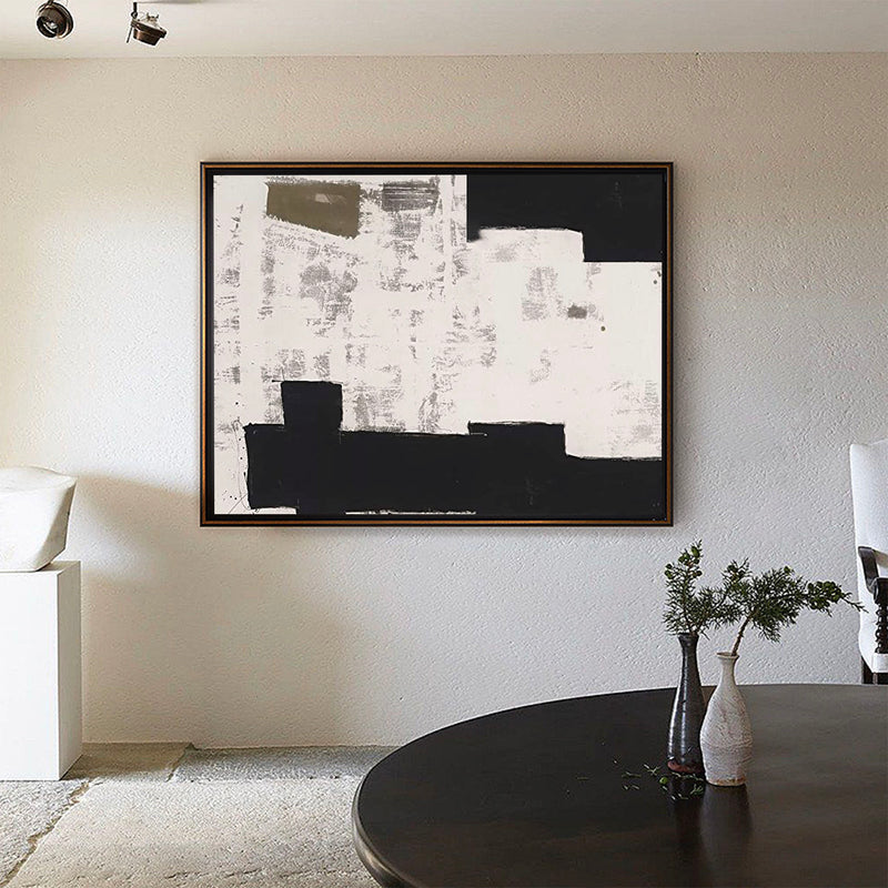 Wabi-sabi minimalist canvas art, Black and white minimalist wall, large abstract art on canvas