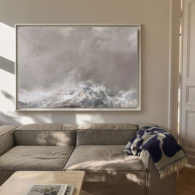 Modern Grey Landscape Wall Art Large Livingroom Canvas Wall Art Acrylic Painting For Sale 