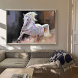 Large Wild Running Horses Painting Horse Canvas Wall Art White Horse Acrylic Painting For Sale