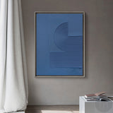 3D Blue Textured Abstract Wall Art Blue 3D Minimalist Painting Large Blue Abstract Painting