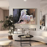 Large Wild Running Horses Painting Horse Canvas Wall Art White Horse Acrylic Painting For Sale