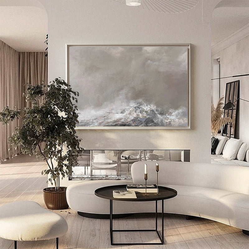 Modern Grey Landscape Wall Art Large Livingroom Canvas Wall Art Acrylic Painting For Sale 