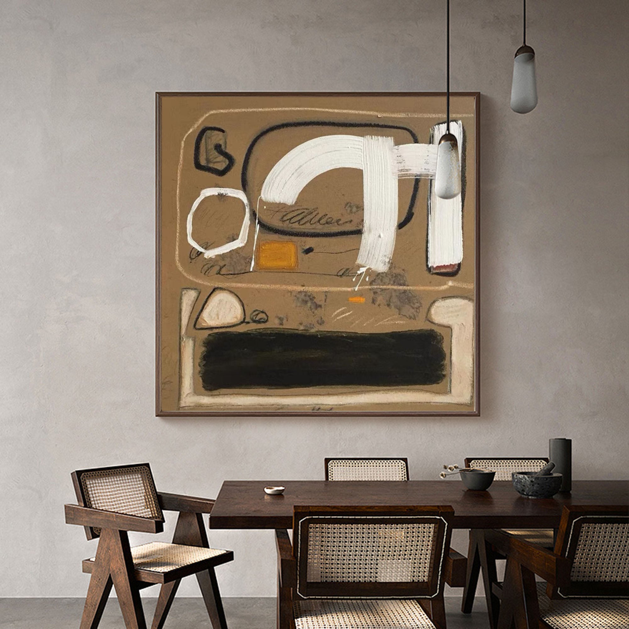 Modern Abstract Art Brown Canvas Art Large Abstract Art Painting Japandi Canvas Wall Art