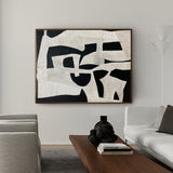 Black And White Abstract Wall Art Large Canvas Art Modern Horizontal Abstract Art For Sale