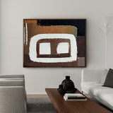 Modern Brown Abstract Wall Art Large Japandi Interior Canvas Art Horizontal Wall Art For Sale