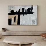 Wabi-sabi Black Beige Abstract Wall Art, Modern Abstract Acrylic Painting On Canvas, Interior Decor Painting