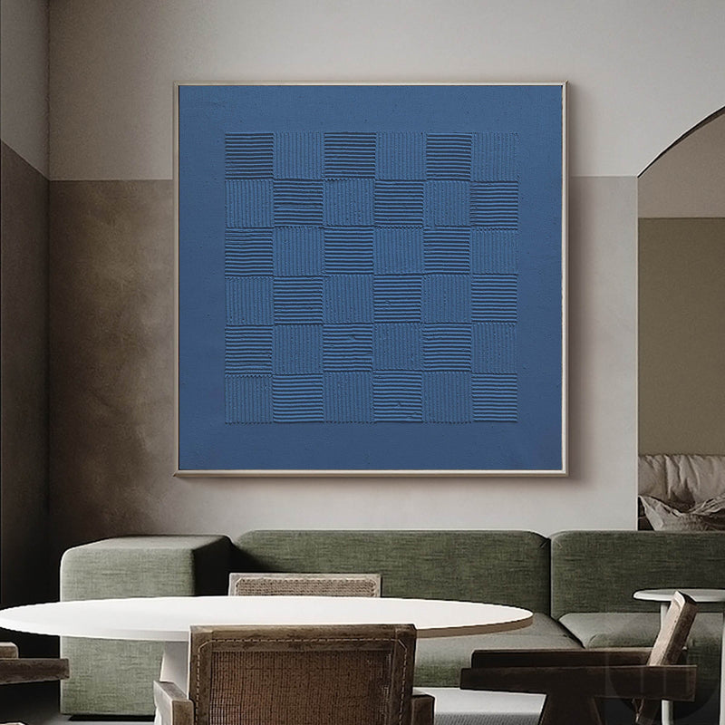 3D Textured Canvas Wall Art Blue Canvas Art Modern Minimalist Abstract Art Rich textured Painting